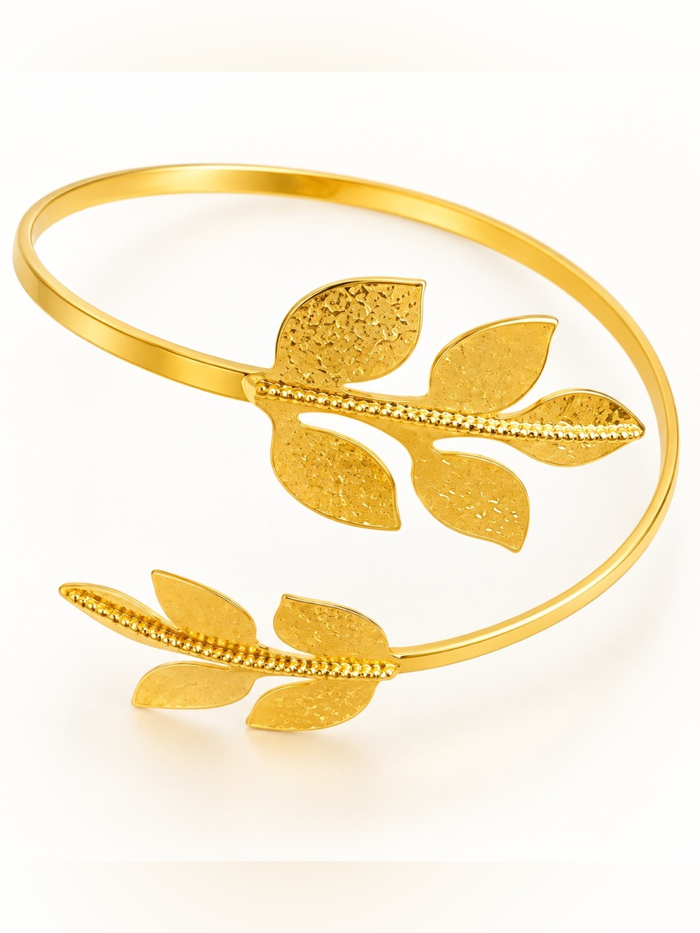 Handmade 24K Gold Plated Brass Leaf Upper Arm Cuff Armlet Colombian Jewelry